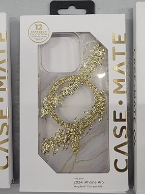 case-mate Clear iPhone 16 Pro Case with Gold Foil Swirl Magsafe